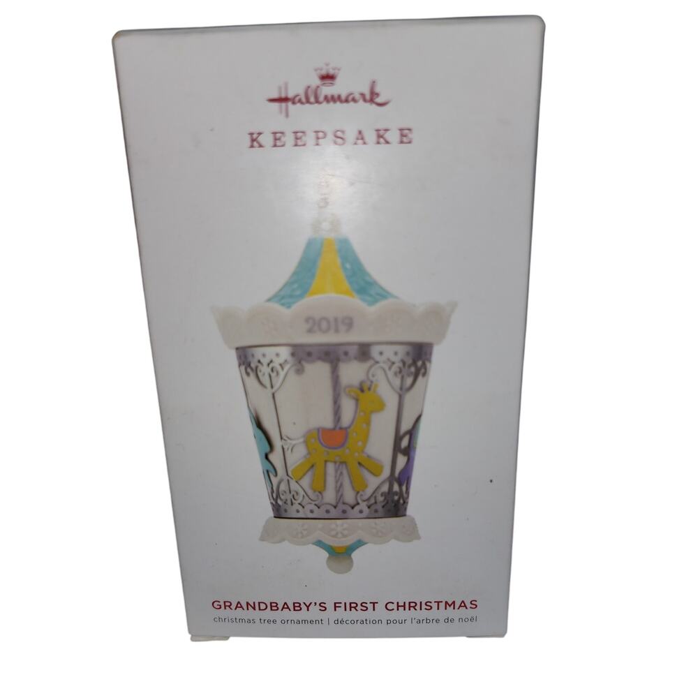 2019 Hallmark Grandbaby's First Christmas Keepsake Ornament Carousel in box